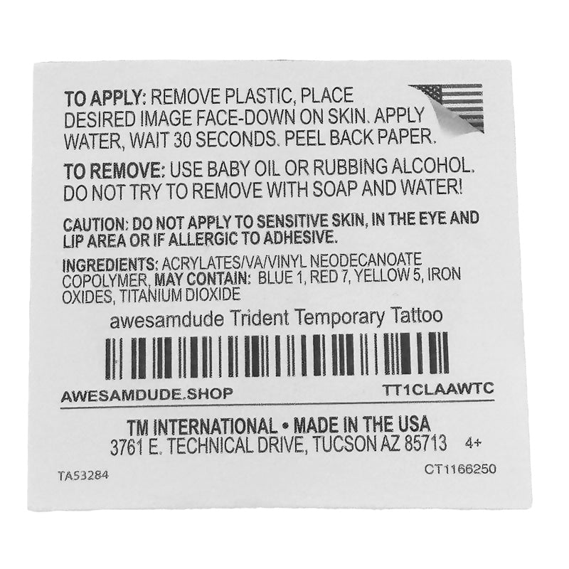 awesamdude Trident Temporary Tattoo