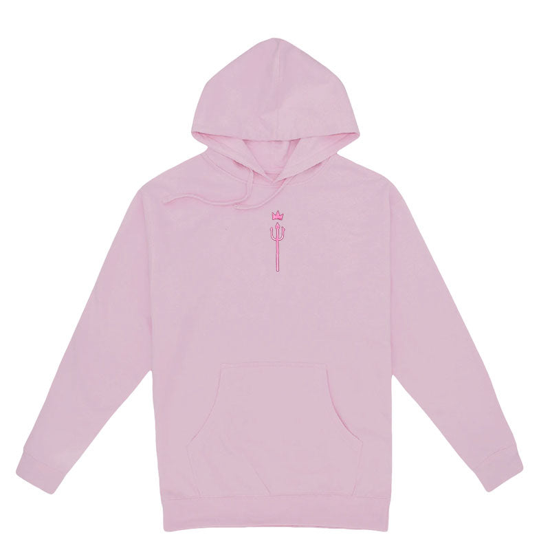 awesamdude Embroidered Pink King Trident Pullover Hoodie