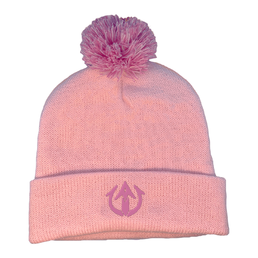 awesamdude Pink Trident Pom Beanie
