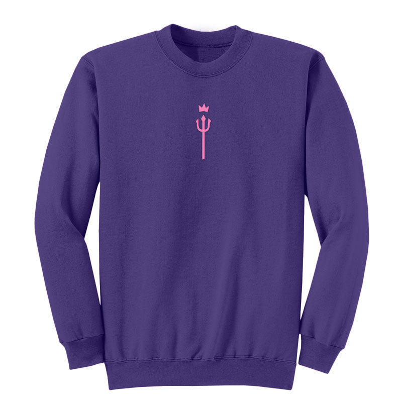 awesamdude Embroidered Pink King Trident Crewneck Sweatshirt