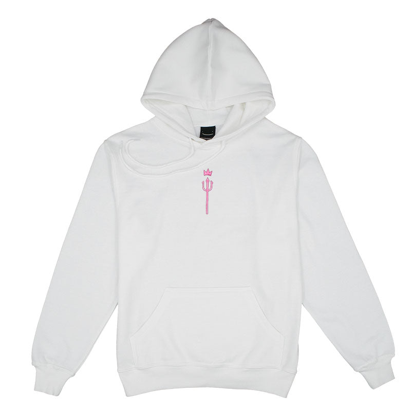 awesamdude Embroidered Pink King Trident Pullover Hoodie